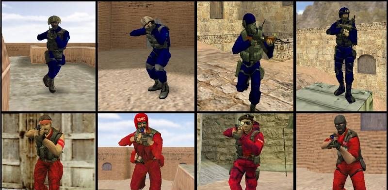 Красно синие STEAM модели игроков CS 1.6 чист WarGods